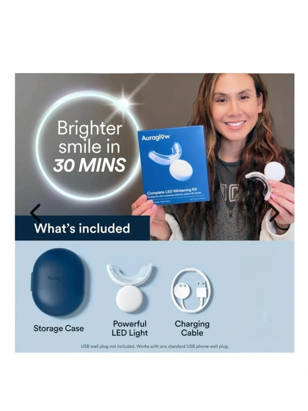 new Auraglow ☀︎︎ Powerful LED Tooth Whitening Device ☀︎︎ Blue Case ☀︎︎ No gels